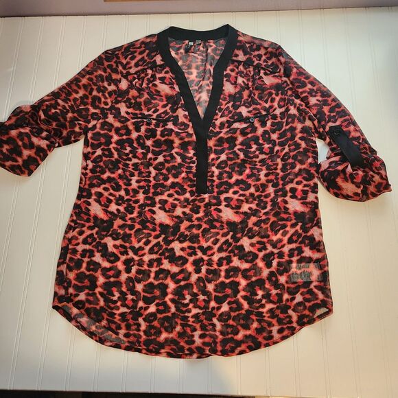 Kut From The Kloth Small Sheer Pink Animal Print Blouse - Picture 1 of 8